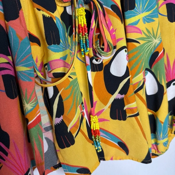 Farm Rio for Anthropologie Tropical Toucan Blouse Size Small - Picture 6 of 7